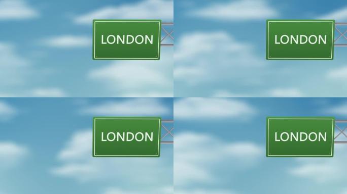 伦敦英国城市在多云的天空上签字-Stok视频