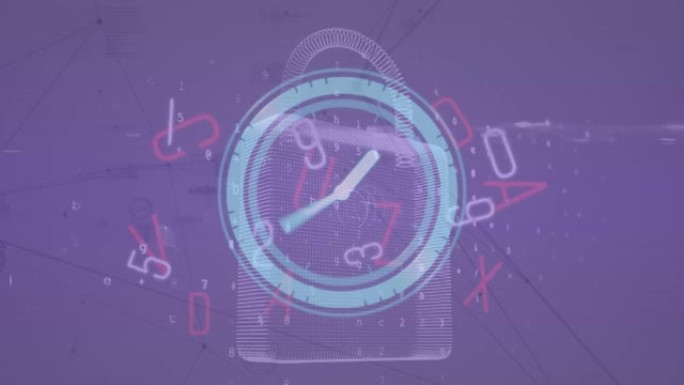紫色背景上的时钟处理动画