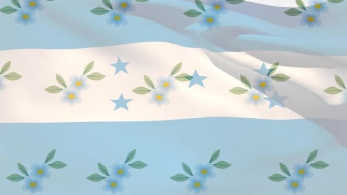 宏都拉斯旗的动画吹过一排排落下的花