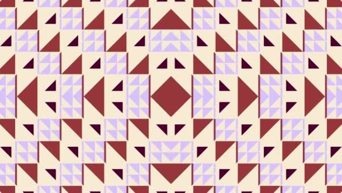 带动画瓷砖的多色几何马赛克。最小动态模式中的抽象形状。平面设计中的运动图形背景