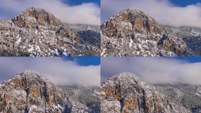 冬天陡峭的山雪山陡峭大山