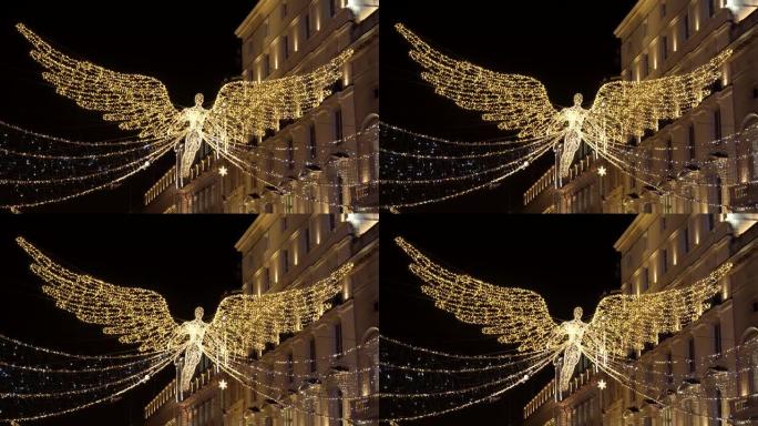 圣诞天使人物照明街道装饰
