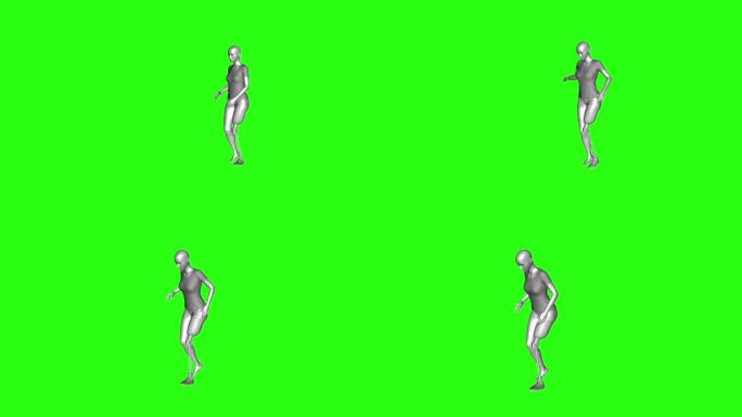 3D女孩与现代腿假肢腿瘸腿，动画，绿屏