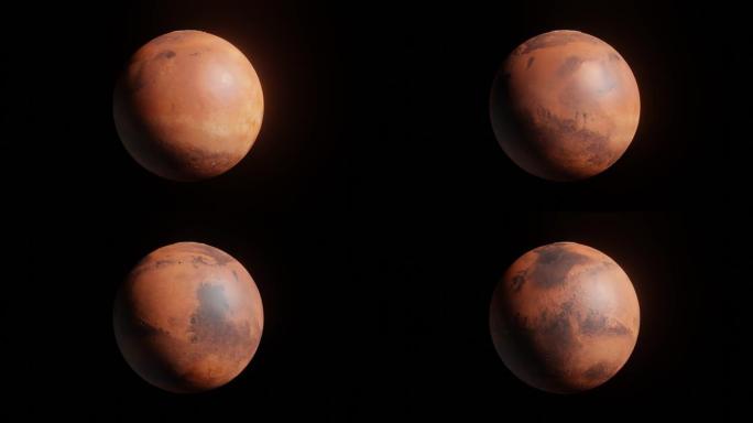 黑色背景上的3D建模行星火星。概念3d渲染元素