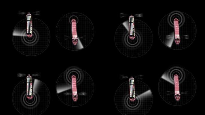 两艘带有雷达和天线信号的货船
