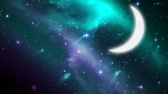 宇宙风景中的月亮和星星的动画