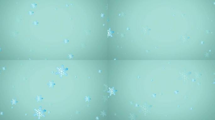 绿色背景上的雪花圣诞图案动画