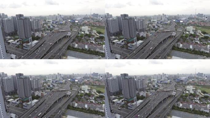 城市高速公路，鸟瞰图，高角度视图，曼谷快速公路
