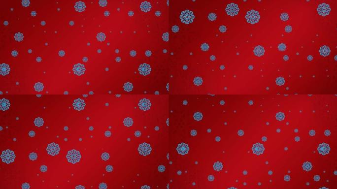 雪花落在红色背景上的动画