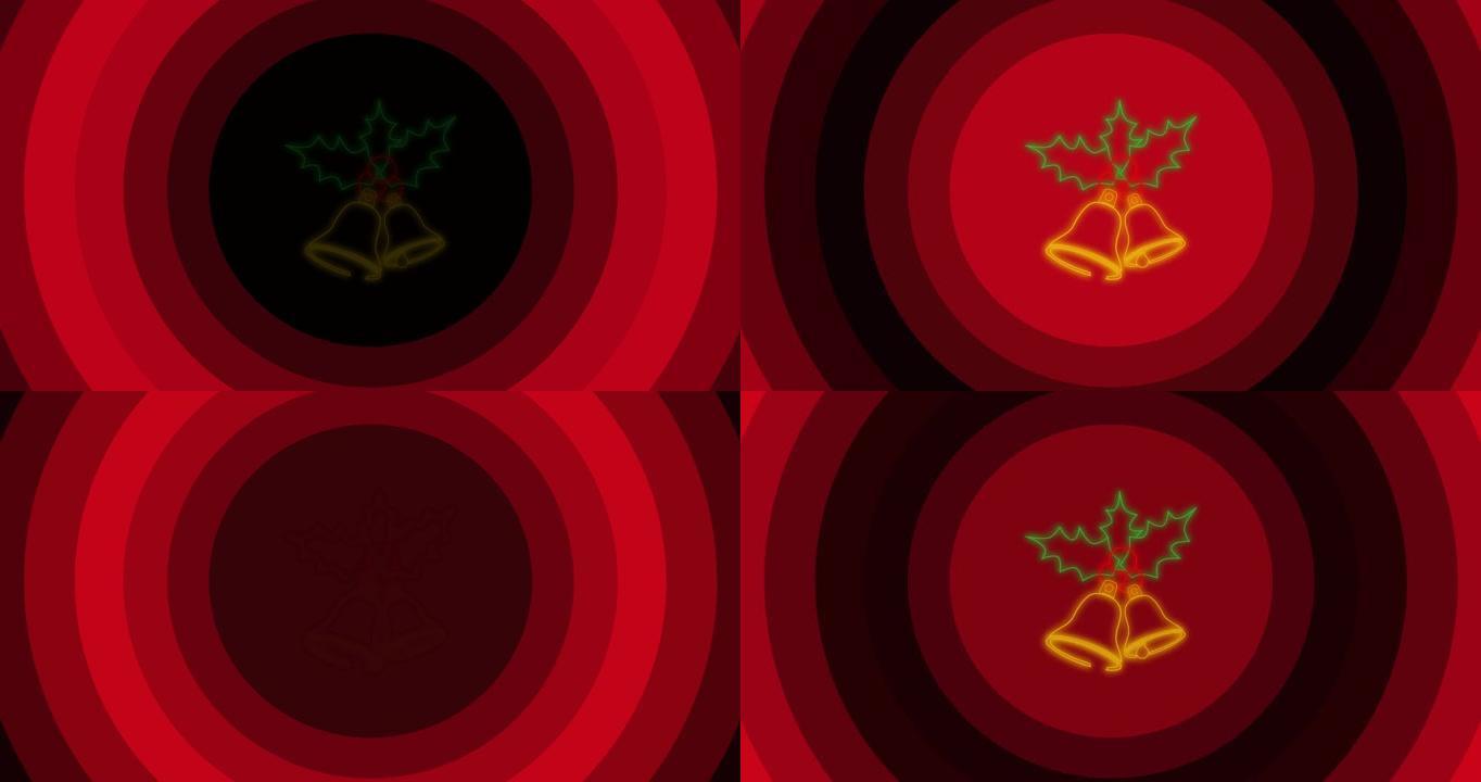 红色圆圈上的圣诞钟声动画