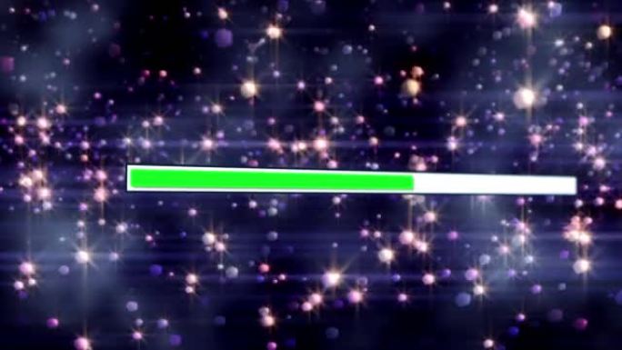 绿色电源条填充动画，黑色背景上闪烁的粉红色灯光