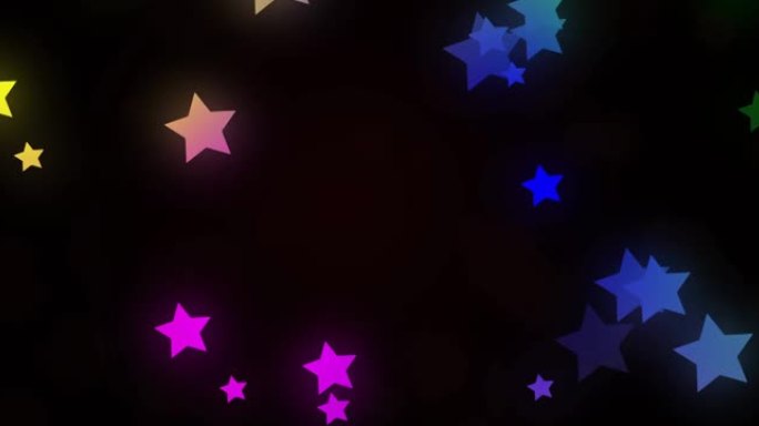 黑色背景上闪烁的七彩星星的动画