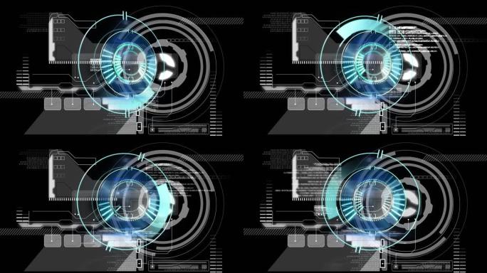 黑色背景上的范围扫描对数据处理的动画