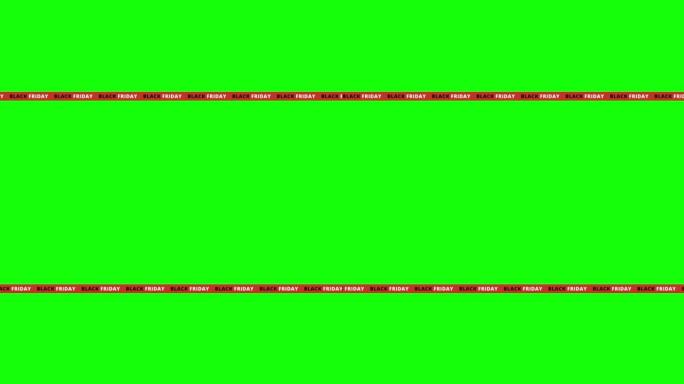 绿色屏幕上的黑色星期五文本红线无缝循环动画。4k分辨率。