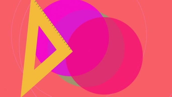 粉红色背景上设置方形彩色圆圈的动画