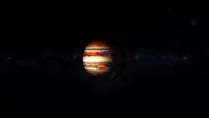 太空动画中的木星行星和calista，Europa，Ganymede。