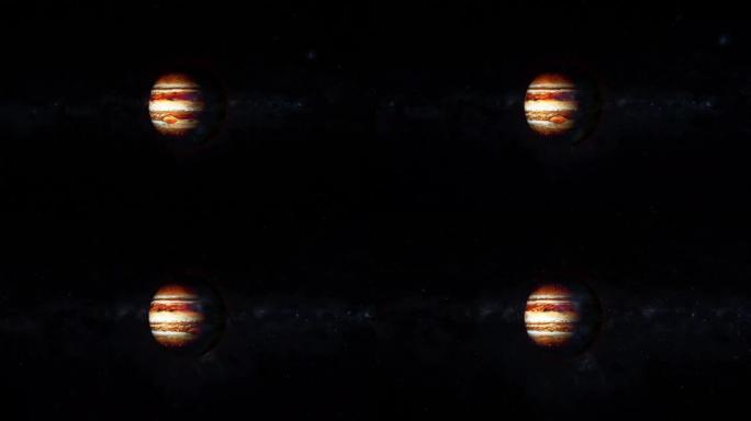 太空动画中的木星行星和calista，Europa，Ganymede。