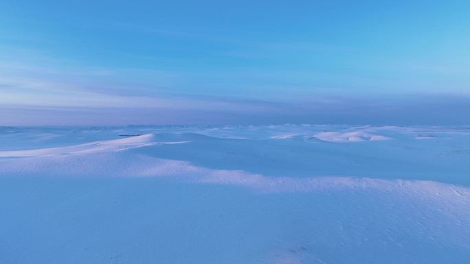 航拍4K雪域草原雪景暮色
