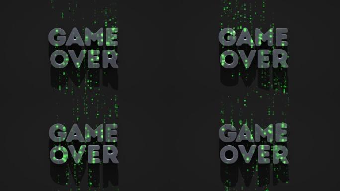 游戏超文本和绿色机器代码无缝循环3D渲染动画