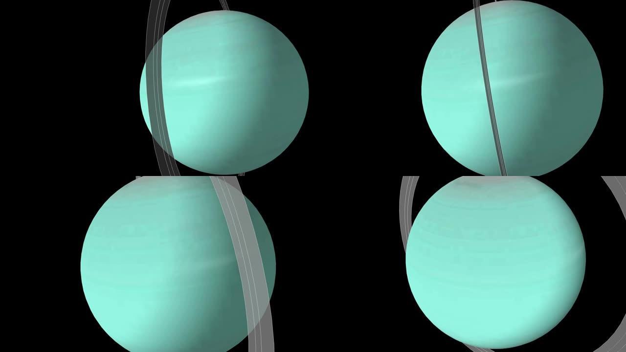 天王星-太阳系高质量的行星。电影动画的行星天王星，天王星，太阳系中的第七行星。