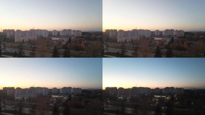 白天在时间圈的郊区变成夜晚