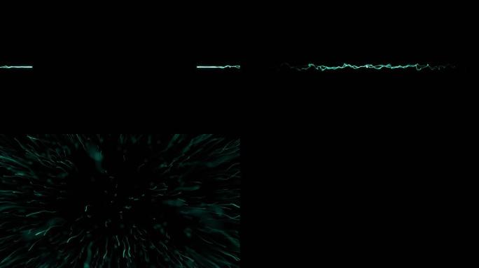 黑色背景下绿光步道爆炸的数字动画
