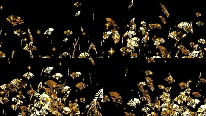 金色日本折扇粒子循环动画