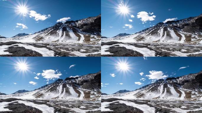 雪山上空云层的时间推移视频