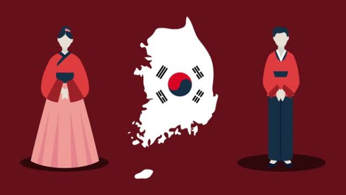 韩国文化动画有情侣和地图
