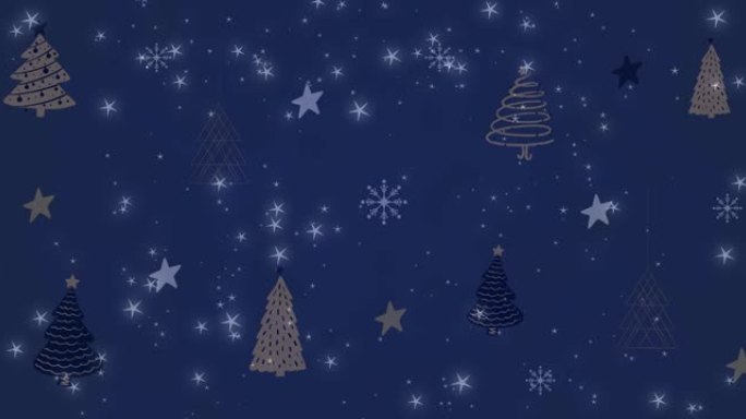 雪花落在圣诞树图案上的动画