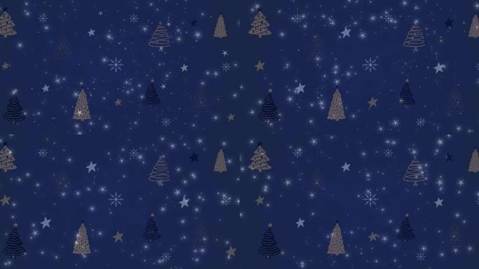 雪花落在圣诞树图案上的动画
