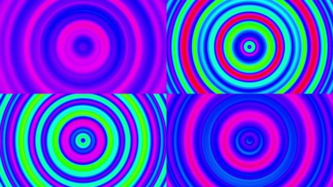 抽象背景4k循环圆形彩虹彩色圆环多彩圆圈