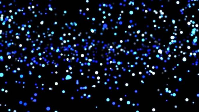 红色能量粒子在黑色背景上上升的蓝色和白色光斑上移动的动画