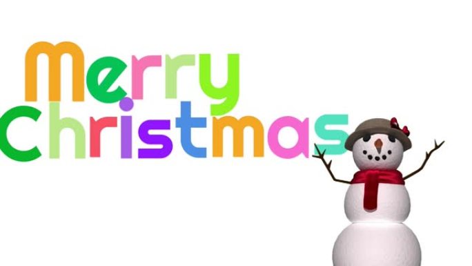 雪人上圣诞快乐的动画