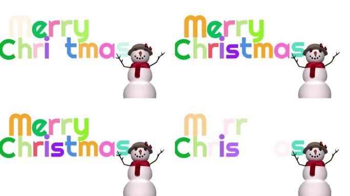 雪人上圣诞快乐的动画