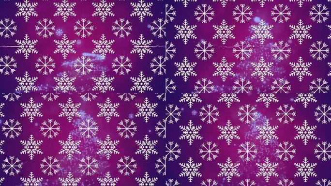 紫色背景上飘雪的动画