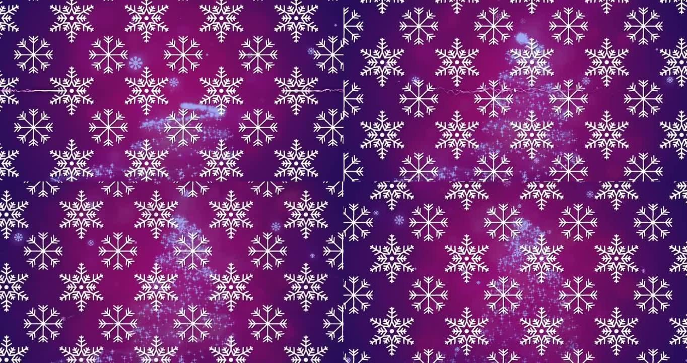 紫色背景上飘雪的动画