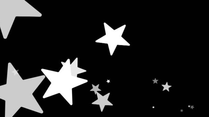 白色圣诞星星落在黑色背景上的动画