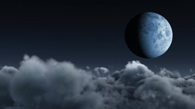 多云背景下的满月动画