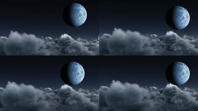 多云背景下的满月动画