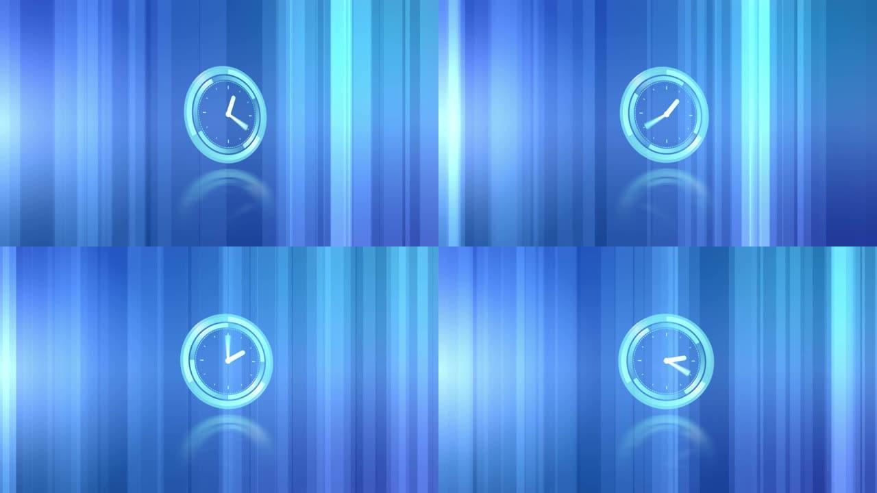 带有线条的数字彩色背景上时钟快速移动的动画