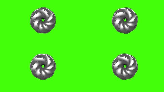 绿色屏幕色度关键元素上的艺术3D对象旋转、循环动画