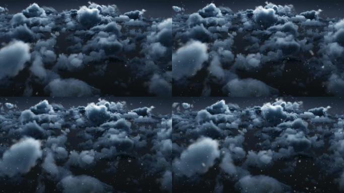 多云天空下的雪的动画