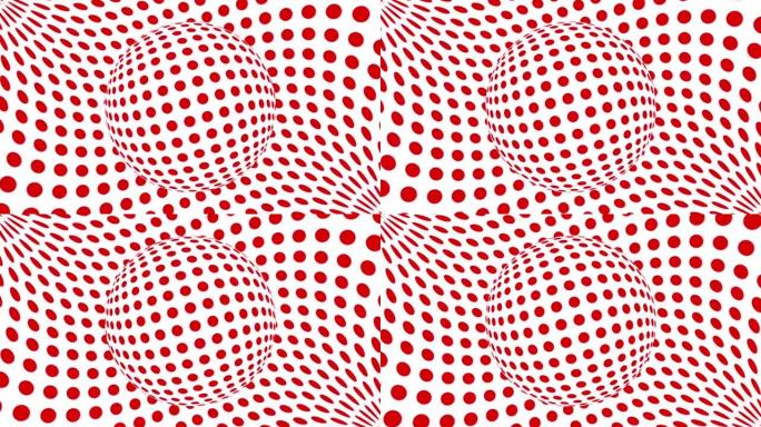 红白单色光学错觉，几何图案，超现实催眠无缝循环运动背景，迷幻时尚装饰虚幻错觉3d渲染动画