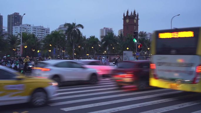 延时拍摄人行横道交通路口