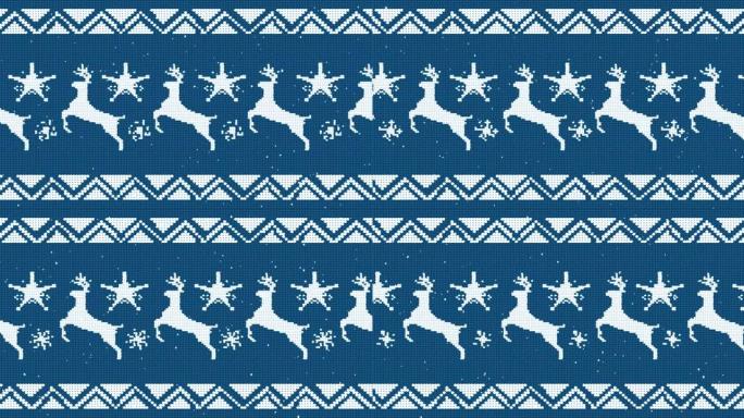 蓝色背景上驯鹿图案的动画
