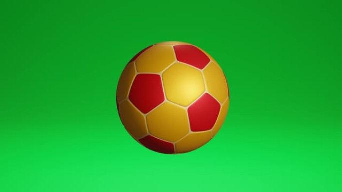 3D动画金色足球在孤立的黑暗工作室背景上旋转，为您的广告或社交媒体帖子