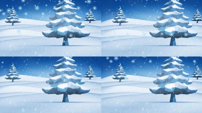 冬季景观上积雪的动画
