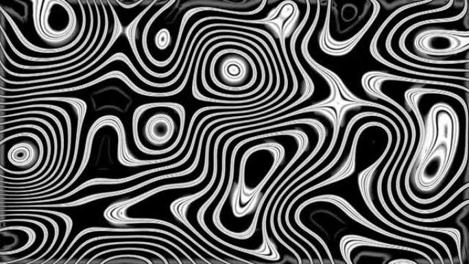 抽象背景4k循环荡漾涟漪白色黑白线条光束
