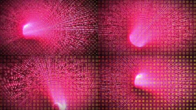 粉红色灯光制作的隧道动画